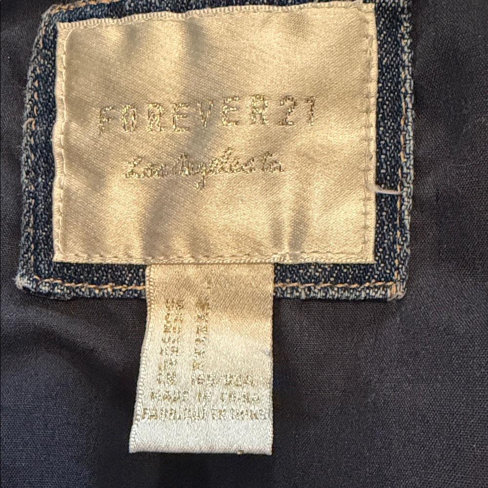 Forever 21 Denim Jacket with American Flag Patch - Picture 5 of 5